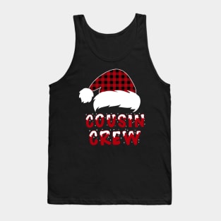 Cousin Crew Red Plaid Santa Hat Family Matching Christmas Pajama Tank Top